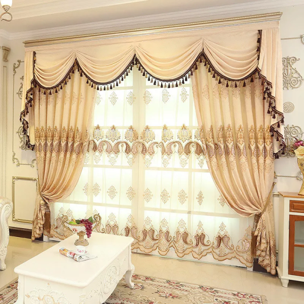 European Golden Royal Luxury Curtains for Bedroom Window Living Room