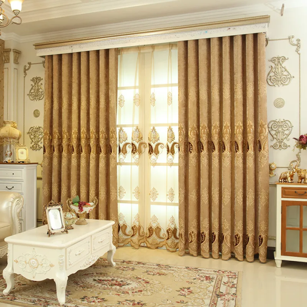 European Golden Royal Luxury Curtains for Bedroom Window Living Room