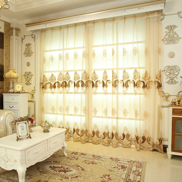 European Golden Royal Luxury Curtains for Bedroom Window Living Room