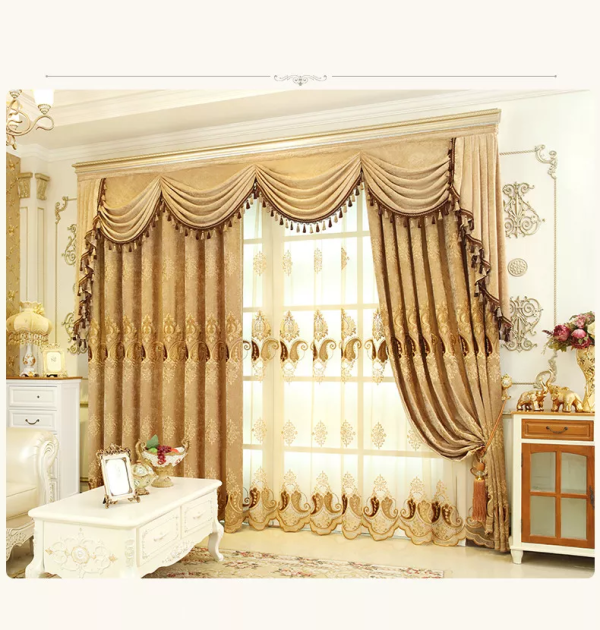 European Golden Royal Luxury Curtains for Bedroom Window Living Room